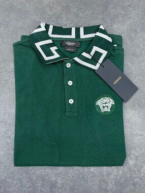 Versace Men’s Green Medusa Polo Shirt Tailor Fit- Size Large